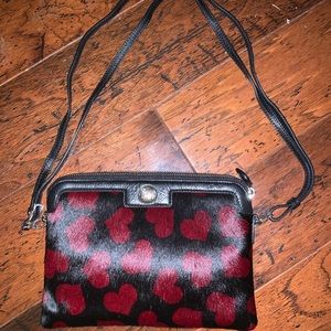 Fur textured red heart purse